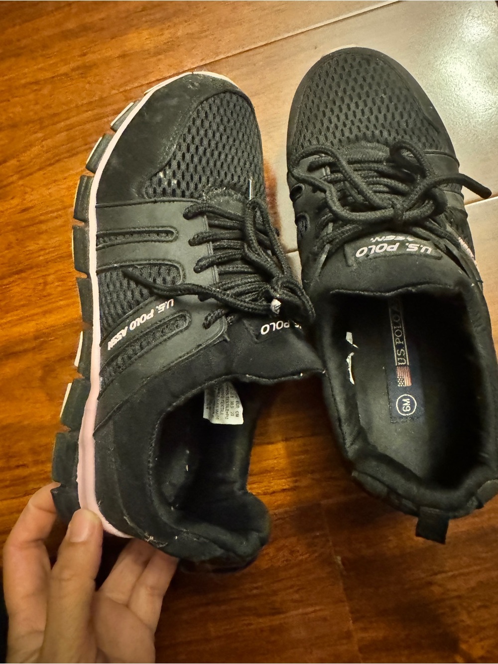 U.S. Polo Assn. Black Sneakers with Pink Sole Accent